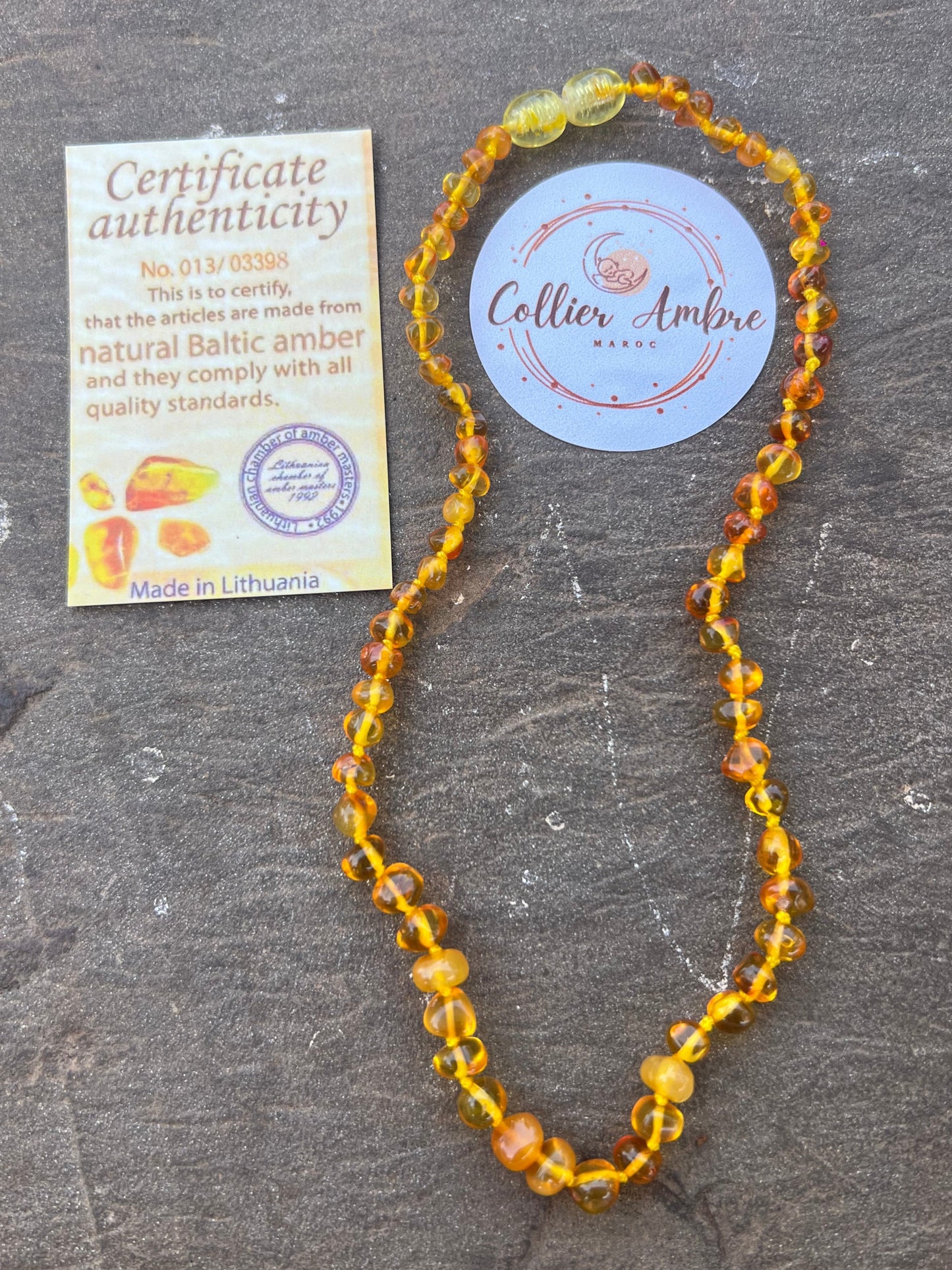 Collier Ambre Bébé - Miel