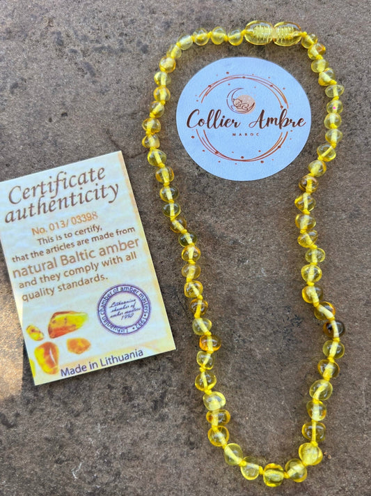 Collier Ambre Bébé - Jaune